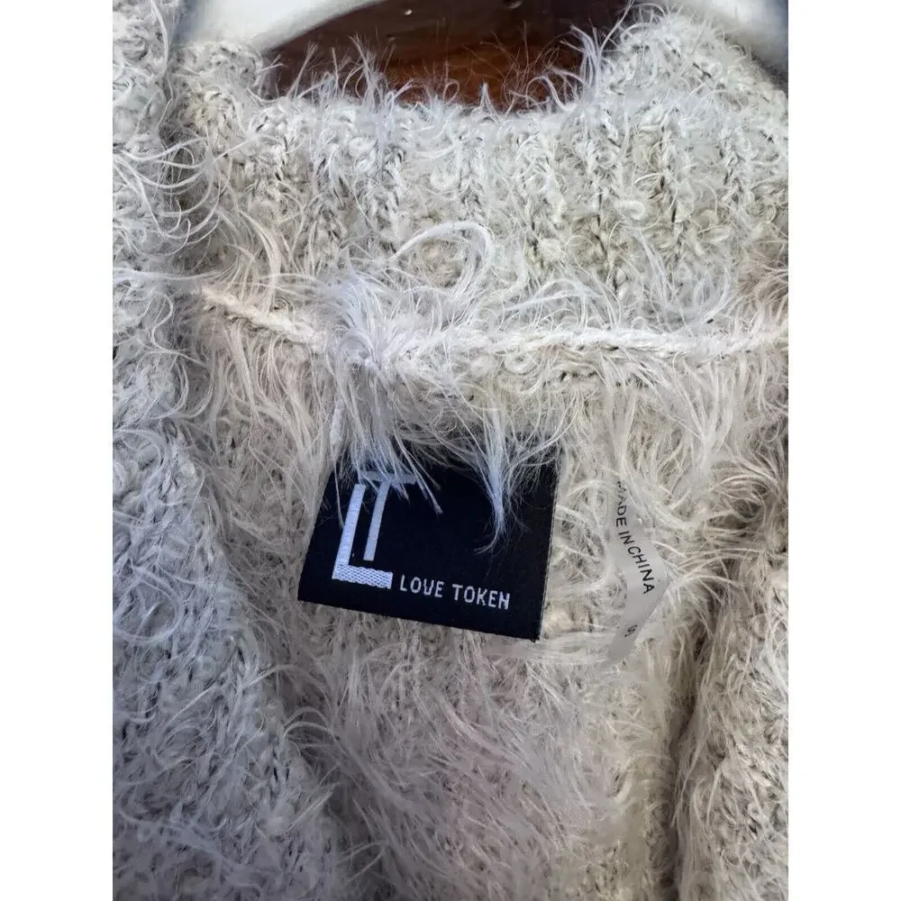 Love Token - Genuine Rabbit Fur Trim Vest - Size Small -beige - MSRP $169